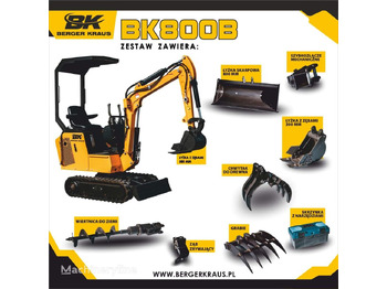 Berger Kraus Mini Excavator BK800B with FULL equipment - Miniekskavaator