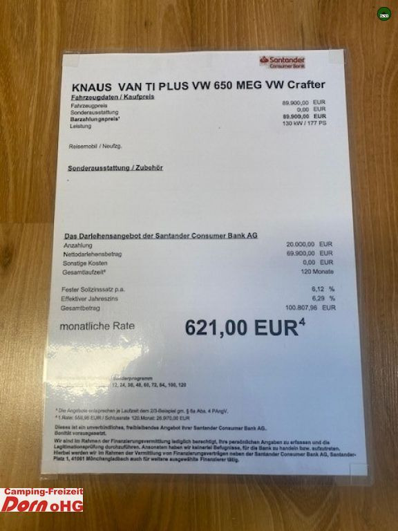 Knaus Van TI Plus 650 MEG Platinum Selection Mit Zusat  liising Knaus Van TI Plus 650 MEG Platinum Selection Mit Zusat: pilt 5