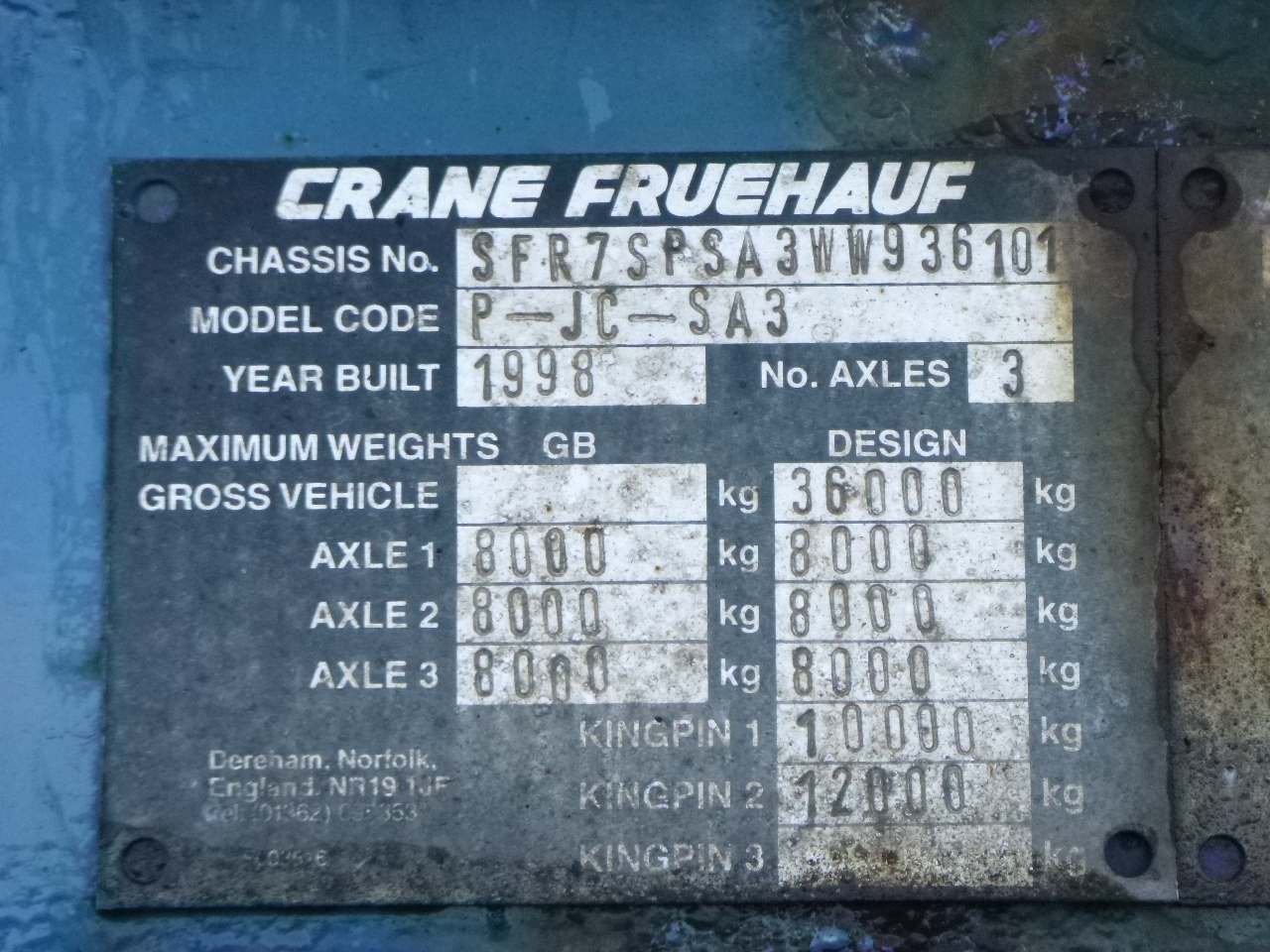 Konteinerveduk/ Tõstukiga poolhaagis Crane Fruehauf Stack - 3 x container trailer 20-20-30-40 ft: pilt 19