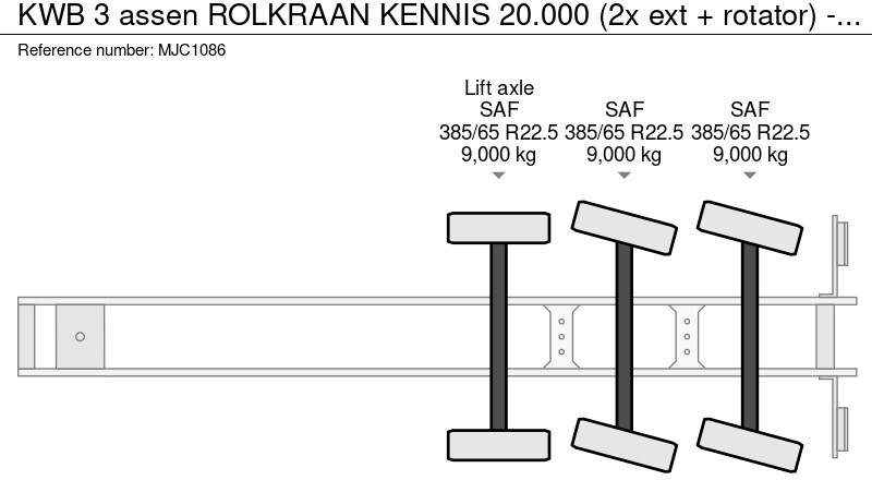 Platvorm/ Madelpoolhaagis Kwb 3 assen ROLKRAAN KENNIS 20.000 (2x ext + rotator) - 3 ASSEN SAF - 1 LIFT AS / 2 STUURASSEN - SCHRIJFREMMEN - CENTRALE SMERING: pilt 19