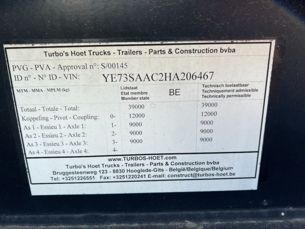Konteinerveduk/ Tõstukiga poolhaagis Turbo's Hoet TANKCONTAINER CHASSIS: pilt 9