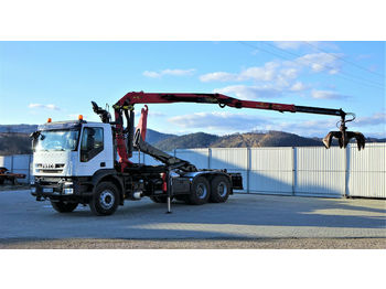 Konkstõstukiga veoauto Iveco TRAKKER 410 Abrollkipper+Kran 6x4