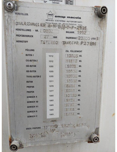 OMSP Macola Tanktrailer 20.200 Liter lpg Gas, Gaz, LPG, GPL, Propane, Butane tank ID 3.135 - Tsistern poolhaagis: pilt 5