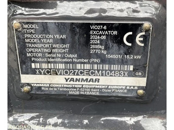Ekskavaator minipelle yanmar vio27-6 - 2024 - 809 heures + 3 godets: pilt 5