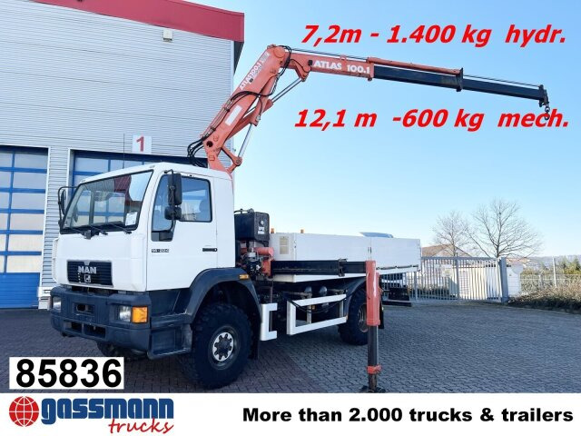 MAN 14.224 LAC 4x4 BB mit Kran Atlas 100.1 - Madelveok/ Platvormveok, Kraanaga veoauto: pilt 1 MAN 14.224 LAC 4x4 BB mit Kran Atlas 100.1 - Madelveok/ Platvormveok, Kraanaga veoauto: pilt 1