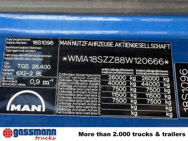MAN TGA 26.400 6x2-4 BL, A1, Lenk-/Liftachse, ADR, - Tsisternauto: pilt 4 MAN TGA 26.400 6x2-4 BL, A1, Lenk-/Liftachse, ADR, - Tsisternauto: pilt 4