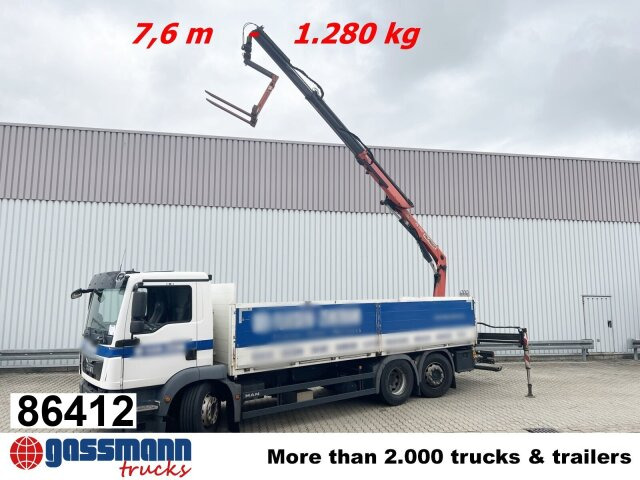 MAN TGM 26.340 6X2-4 LL, Lenk-/Liftachse, Heckkran - Madelveok/ Platvormveok, Kraanaga veoauto: pilt 1 MAN TGM 26.340 6X2-4 LL, Lenk-/Liftachse, Heckkran - Madelveok/ Platvormveok, Kraanaga veoauto: pilt 1