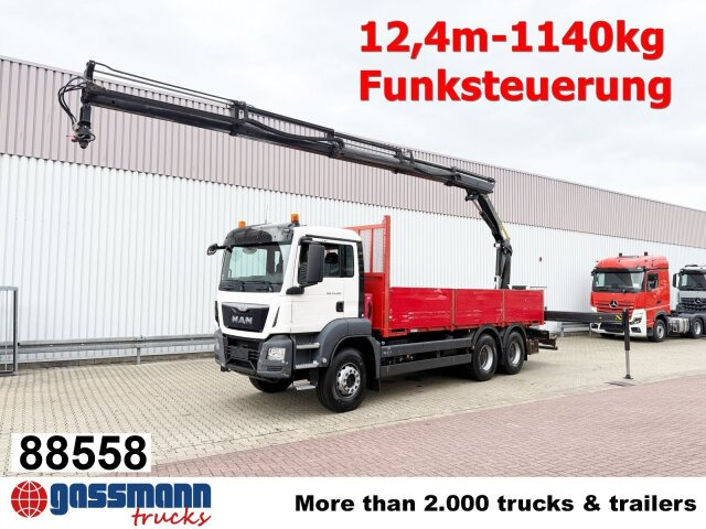 MAN TGS 33.400 6x4 BB, Navi, Heckkran PK18002-EH C, - Madelveok/ Platvormveok, Kraanaga veoauto: pilt 1 MAN TGS 33.400 6x4 BB, Navi, Heckkran PK18002-EH C, - Madelveok/ Platvormveok, Kraanaga veoauto: pilt 1