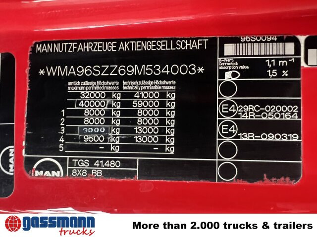 MAN TGS 41.480 8X8 BB, Motorabtrieb - Konkstõstukiga veoauto: pilt 5 MAN TGS 41.480 8X8 BB, Motorabtrieb - Konkstõstukiga veoauto: pilt 5