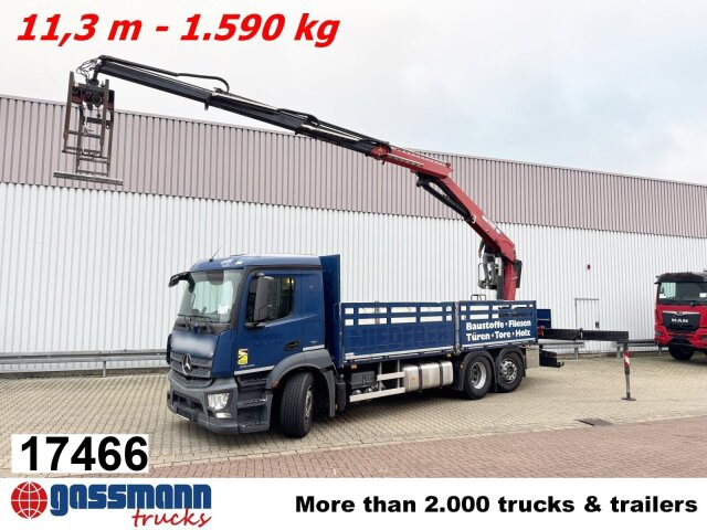 Mercedes-Benz Antos 2540 L 6x2, Lenkachse, HMF 2110-L3 - Madelveok/ Platvormveok, Kraanaga veoauto: pilt 1 Mercedes-Benz Antos 2540 L 6x2, Lenkachse, HMF 2110-L3 - Madelveok/ Platvormveok, Kraanaga veoauto: pilt 1