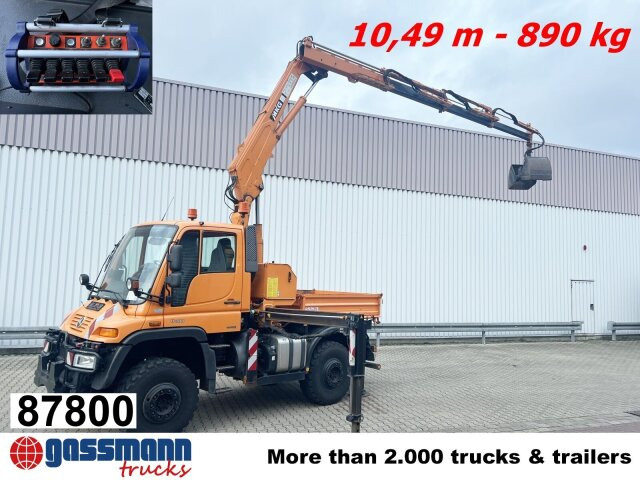 Unimog U400 4x4, Frontzapfwelle, Kipper, Kran MKG HKL - Kallurauto, Kraanaga veoauto: pilt 1 Unimog U400 4x4, Frontzapfwelle, Kipper, Kran MKG HKL - Kallurauto, Kraanaga veoauto: pilt 1