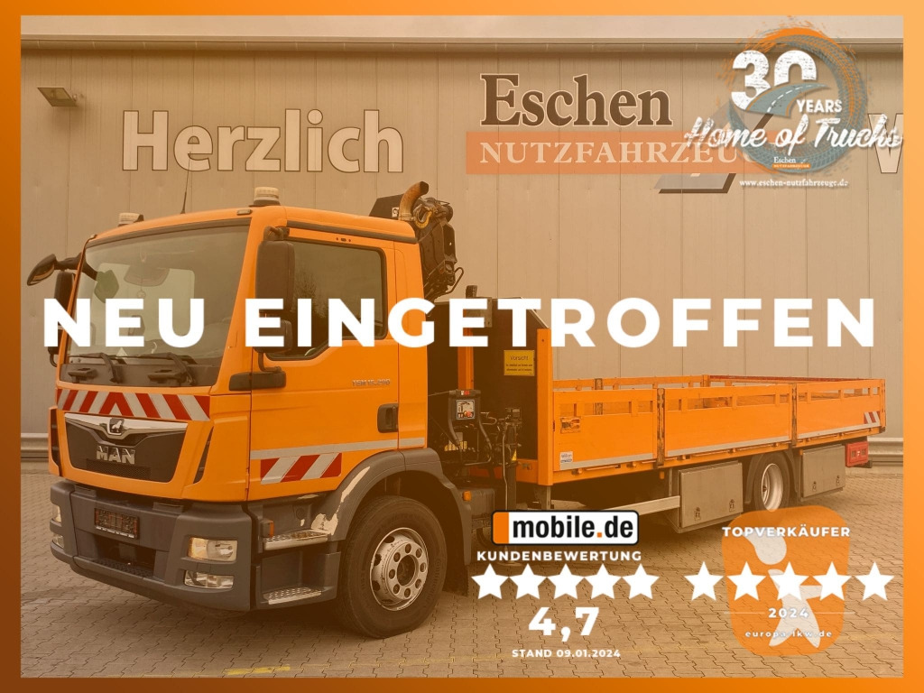 MAN TGM 15.290 4x2 BL / HIAB Faltkran - Madelveok/ Platvormveok, Kraanaga veoauto: pilt 1 MAN TGM 15.290 4x2 BL / HIAB Faltkran - Madelveok/ Platvormveok, Kraanaga veoauto: pilt 1