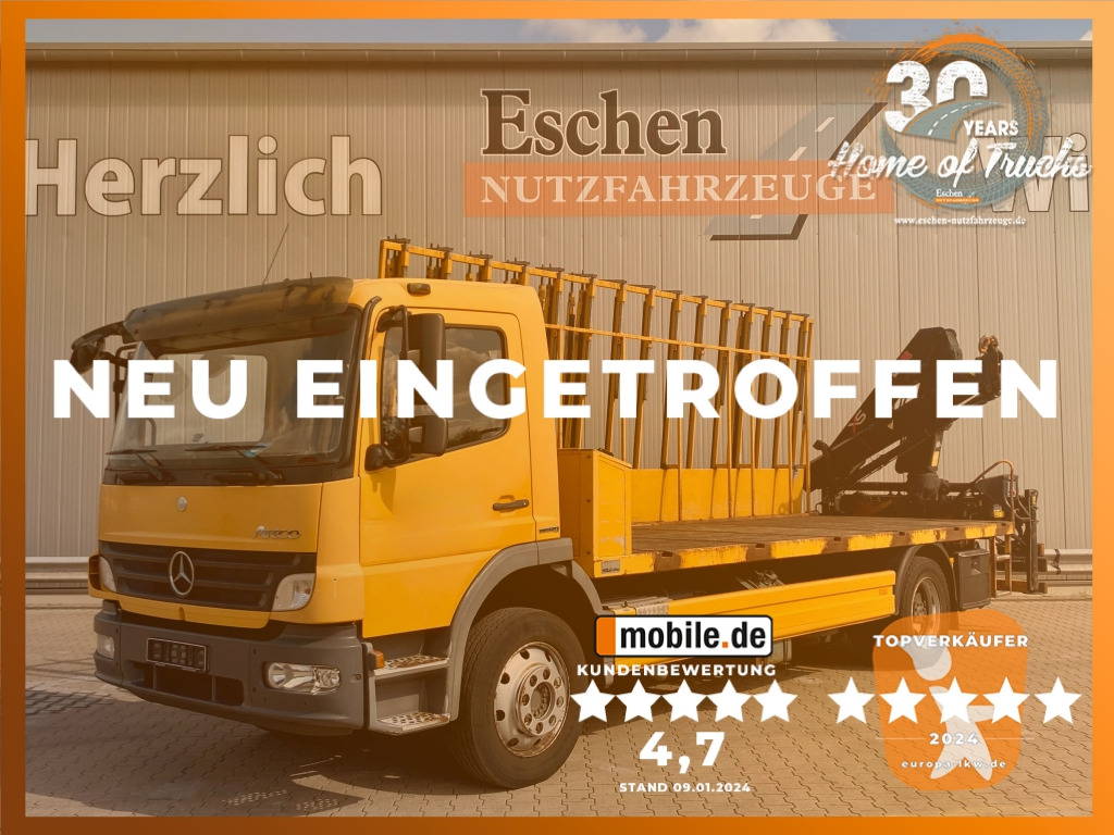 Mercedes-Benz 1224 L Atego / HIAB-Kran / Glastransporter - Madelveok/ Platvormveok, Kraanaga veoauto: pilt 1 Mercedes-Benz 1224 L Atego / HIAB-Kran / Glastransporter - Madelveok/ Platvormveok, Kraanaga veoauto: pilt 1
