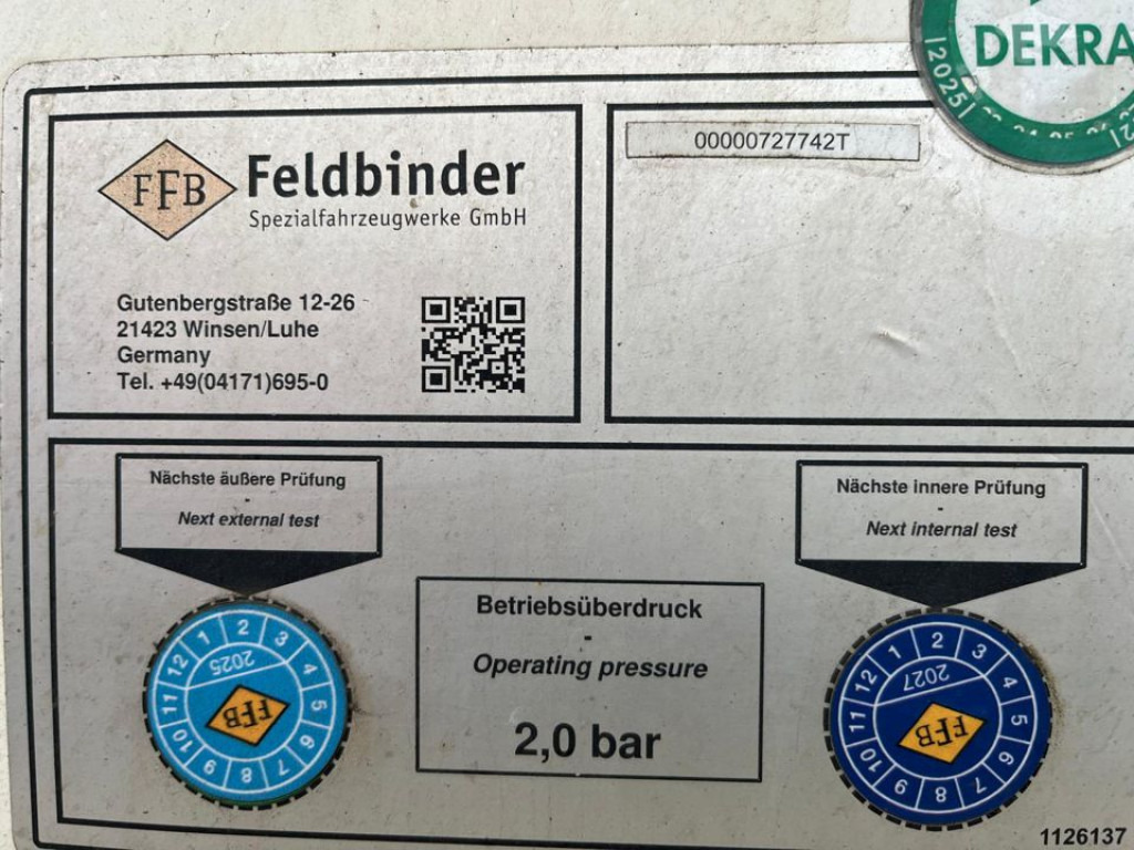 FELDBINDER Silo für Staub und Rieselgüter EUT 40.3 Auflieger Zement 40m³, Lenkachse - Silo poolhaagis: pilt 5 FELDBINDER Silo für Staub und Rieselgüter EUT 40.3 Auflieger Zement 40m³, Lenkachse - Silo poolhaagis: pilt 5