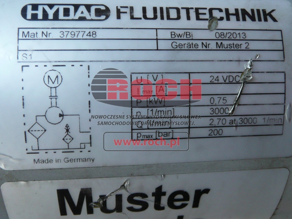 HYDAC 3173209 + 03797700 + 3036401 24 VDC + 3797748 24VDC 2,7ATM 200 BAR - Hüdrauliline pump: pilt 2 HYDAC 3173209 + 03797700 + 3036401 24 VDC + 3797748 24VDC 2,7ATM 200 BAR - Hüdrauliline pump: pilt 2