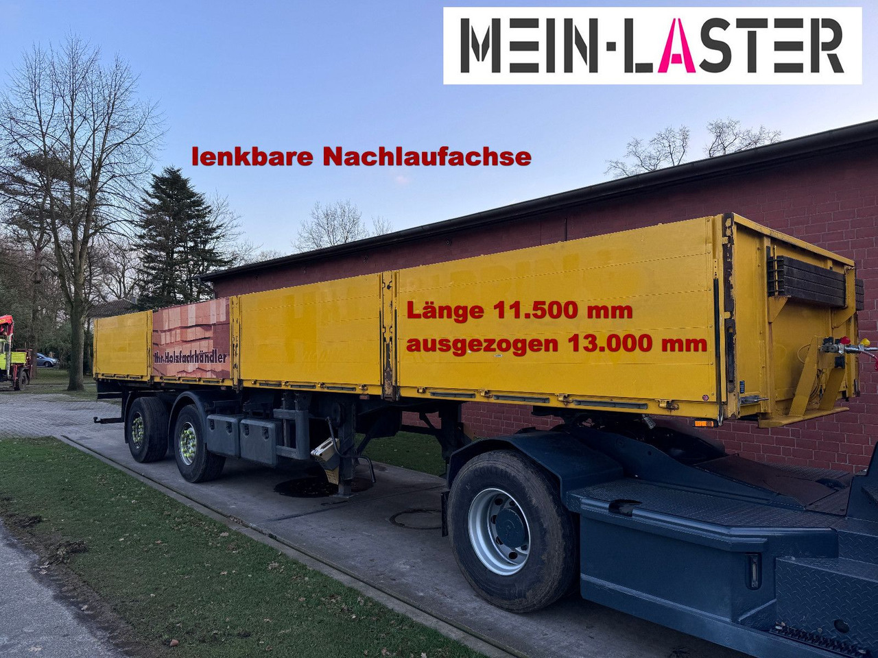 Ackermann Baustoffpritsche 11.5-13 m Lenkachse NL 19t - Platvorm/ Madelpoolhaagis: pilt 1 Ackermann Baustoffpritsche 11.5-13 m Lenkachse NL 19t - Platvorm/ Madelpoolhaagis: pilt 1