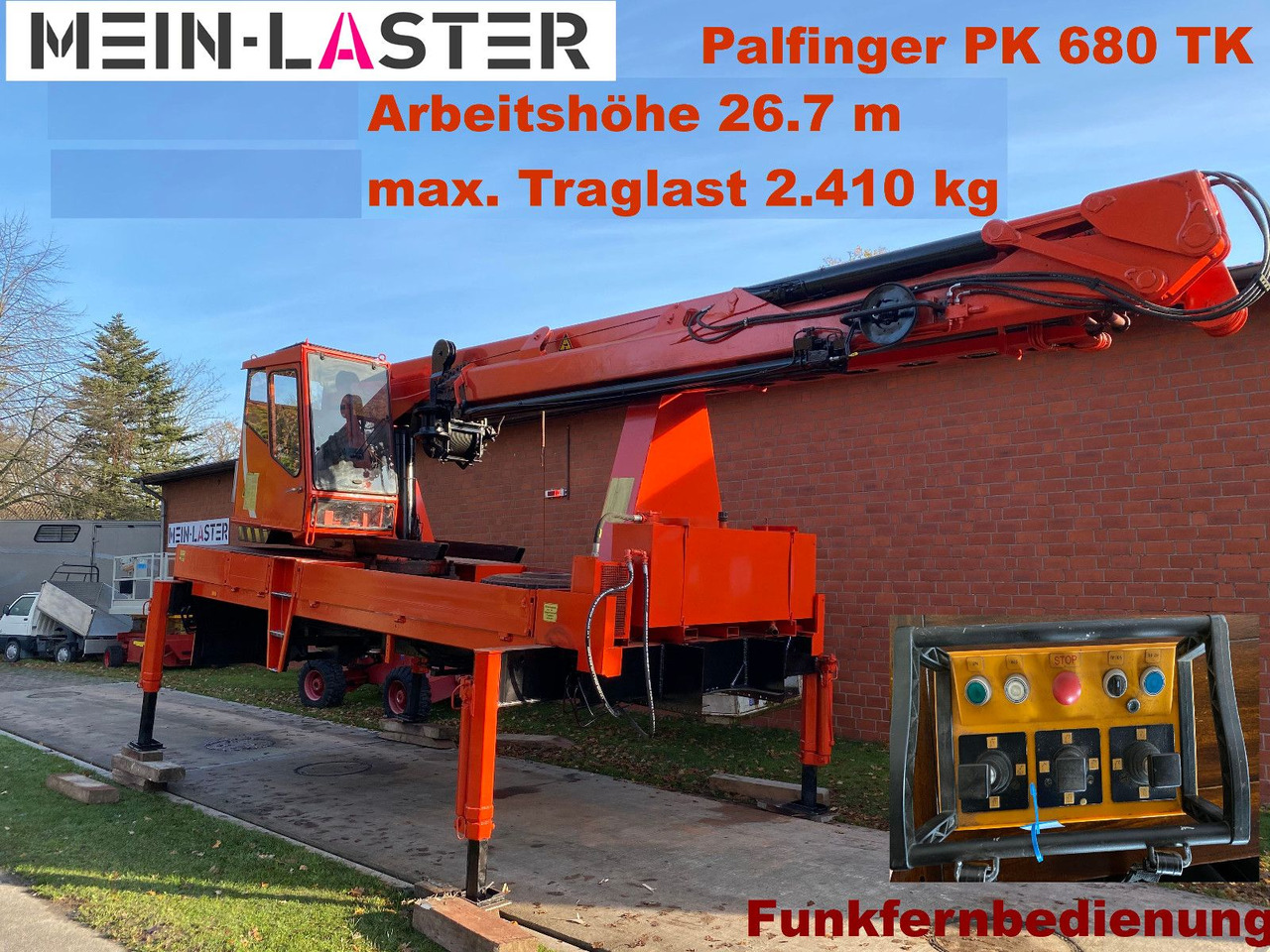 Mercedes-Benz Palfinger PK 680 TK 26,7 m-max.2.410 kg -Funk FB - Kraanaga veoauto: pilt 1 Mercedes-Benz Palfinger PK 680 TK 26,7 m-max.2.410 kg -Funk FB - Kraanaga veoauto: pilt 1
