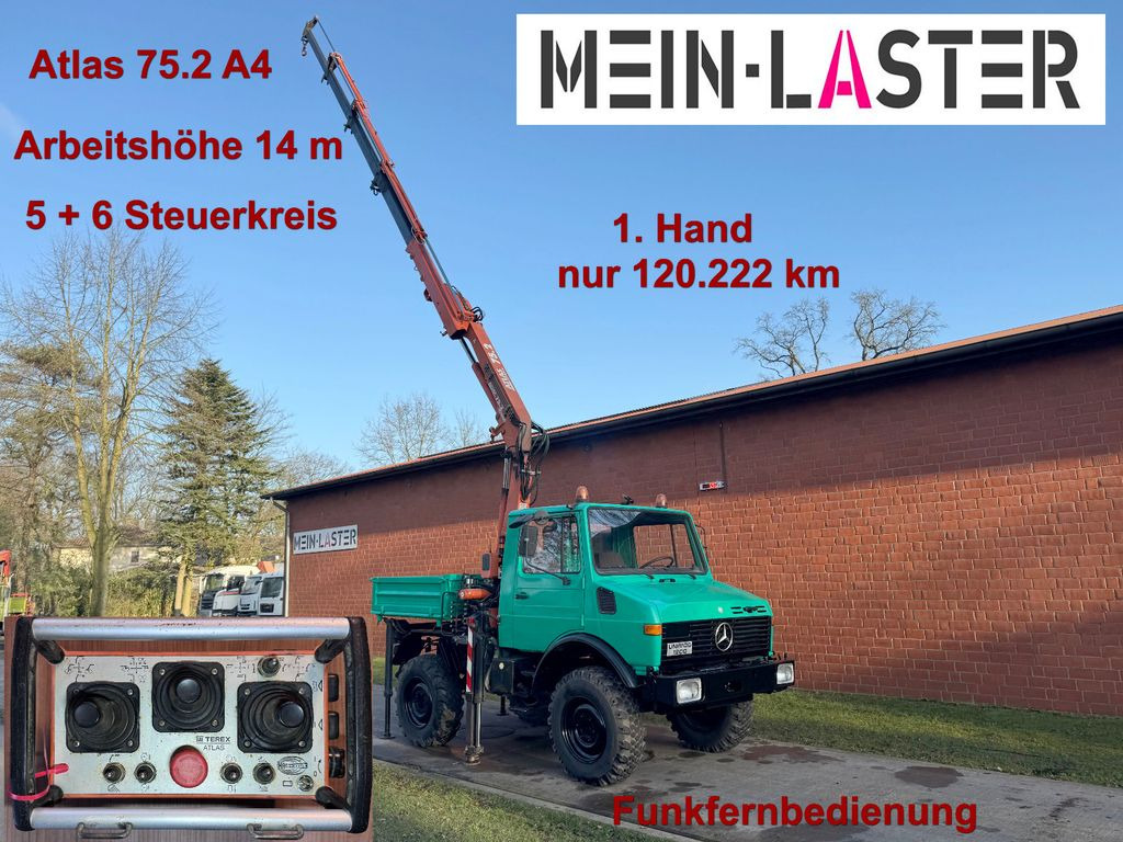 Unimog U 1200 Atlas 75.2 14 m Funk FB *1. Hand - Kraanaga veoauto: pilt 1 Unimog U 1200 Atlas 75.2 14 m Funk FB *1. Hand - Kraanaga veoauto: pilt 1