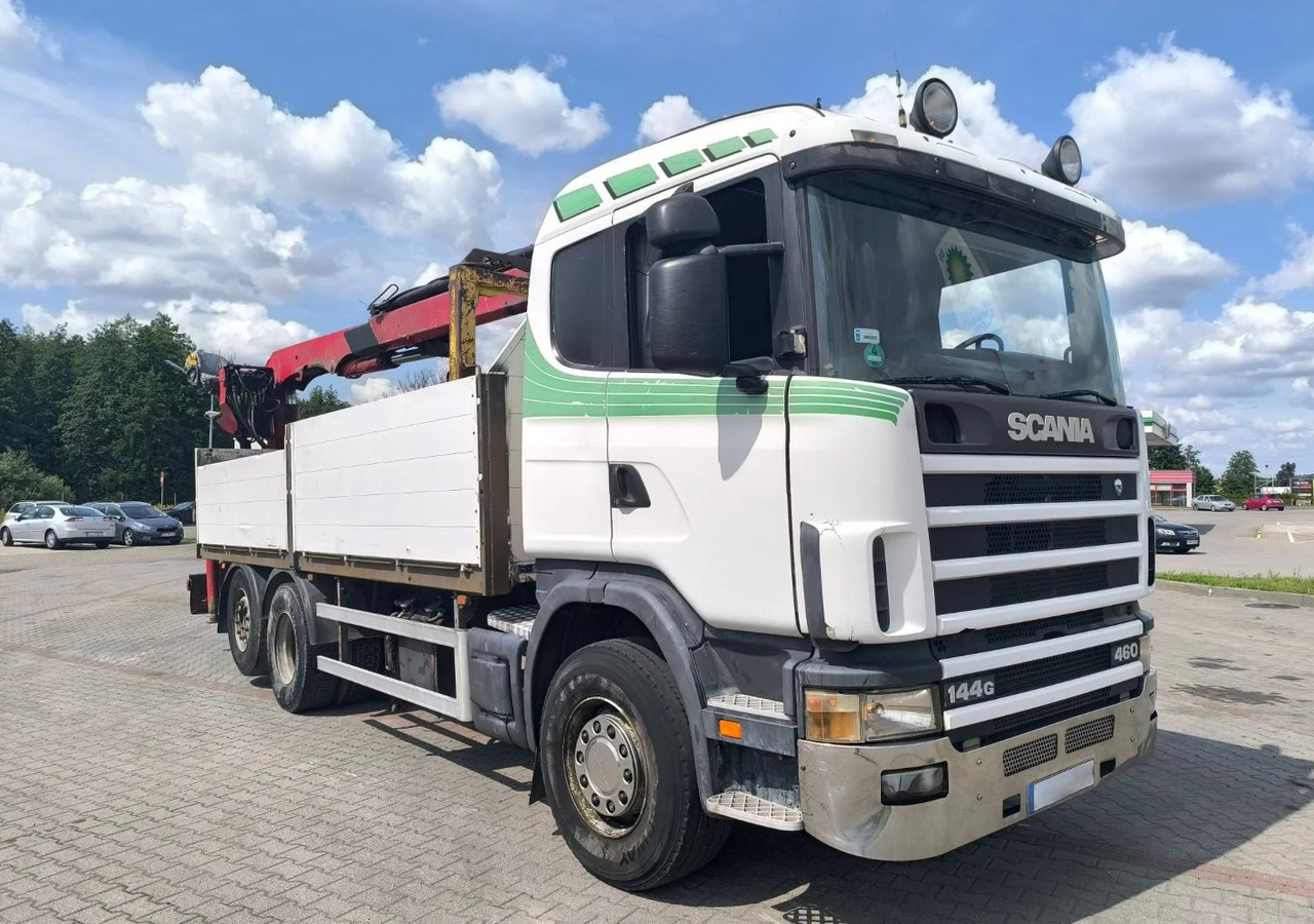 SCANIA 144.460 - Madelveok/ Platvormveok, Kraanaga veoauto: pilt 1 SCANIA 144.460 - Madelveok/ Platvormveok, Kraanaga veoauto: pilt 1