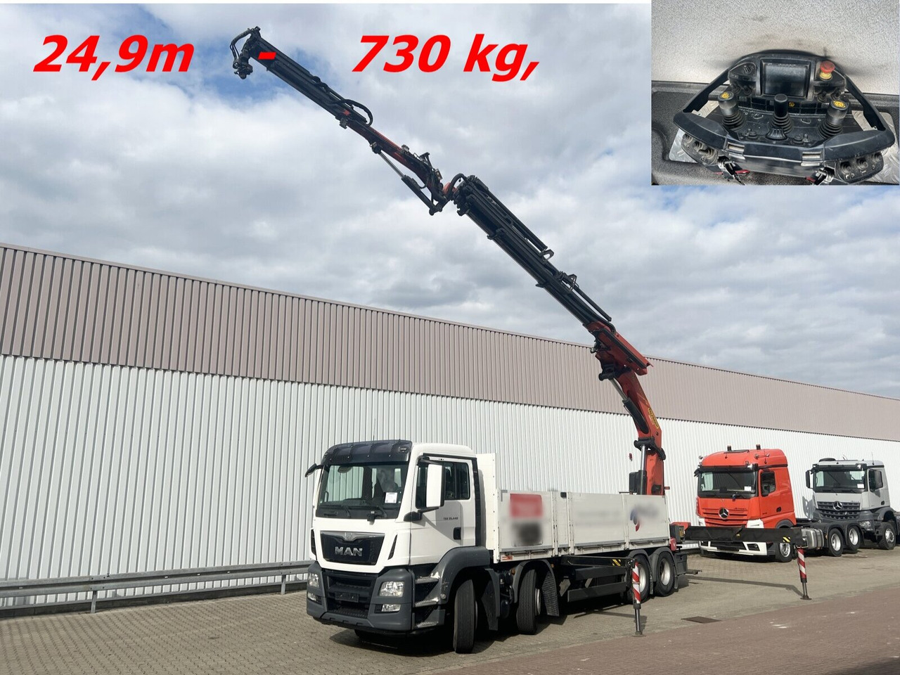 MAN TGS 35.440 8x4 BL TGS 35.440 8x4 BL, Navi, Heckkran Palfinger PK42002 SH-F + Jip PJ 060 B, 24,9m-730kg, Funk - Kraanaga veoauto, Madelveok/ Platvormveok: pilt 1 MAN TGS 35.440 8x4 BL TGS 35.440 8x4 BL, Navi, Heckkran Palfinger PK42002 SH-F + Jip PJ 060 B, 24,9m-730kg, Funk - Kraanaga veoauto, Madelveok/ Platvormveok: pilt 1