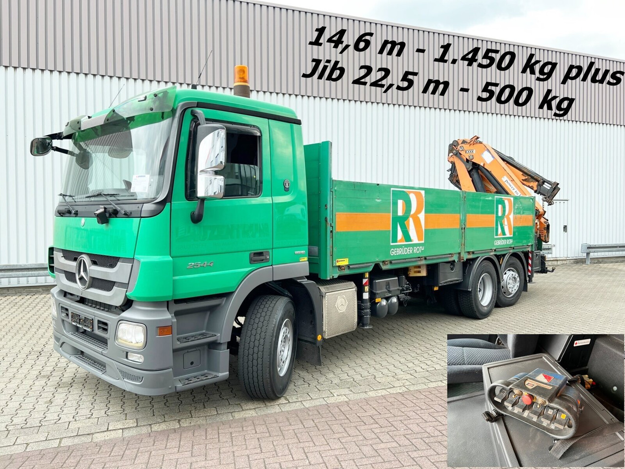 Mercedes-Benz Actros 2544 L 6x2 Actros 2544 L 6x2, Retarder, Lenkachse, Heckkran HMF 3000-K5 + Jip, Funk - Kraanaga veoauto, Madelveok/ Platvormveok: pilt 1 Mercedes-Benz Actros 2544 L 6x2 Actros 2544 L 6x2, Retarder, Lenkachse, Heckkran HMF 3000-K5 + Jip, Funk - Kraanaga veoauto, Madelveok/ Platvormveok: pilt 1