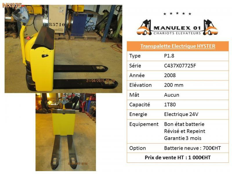 Hyster P1.8 - Kaubaaluste tõstuk: pilt 2 Hyster P1.8 - Kaubaaluste tõstuk: pilt 2