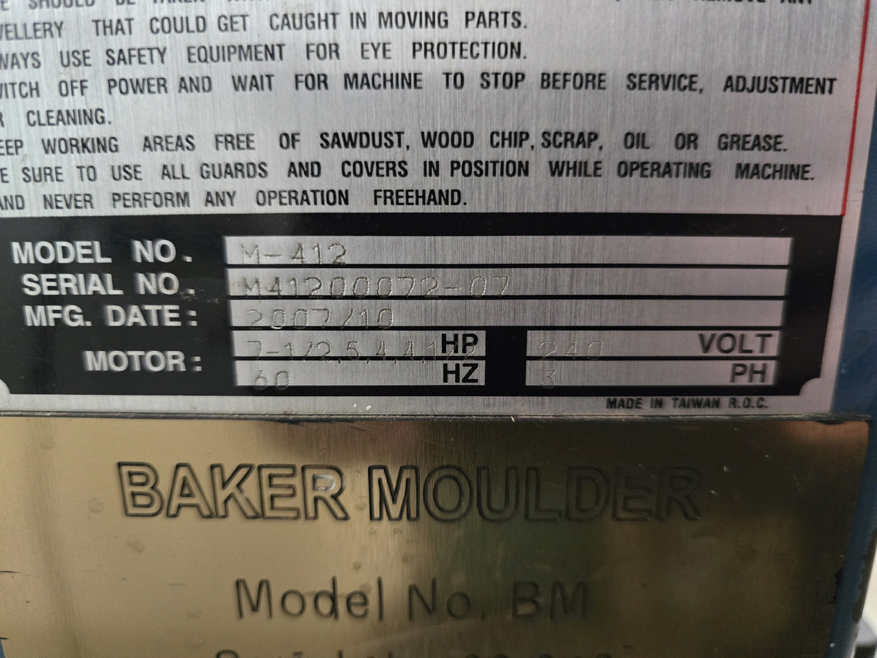 BAKER M-412 - Puidutöötlemismasin: pilt 4 BAKER M-412 - Puidutöötlemismasin: pilt 4