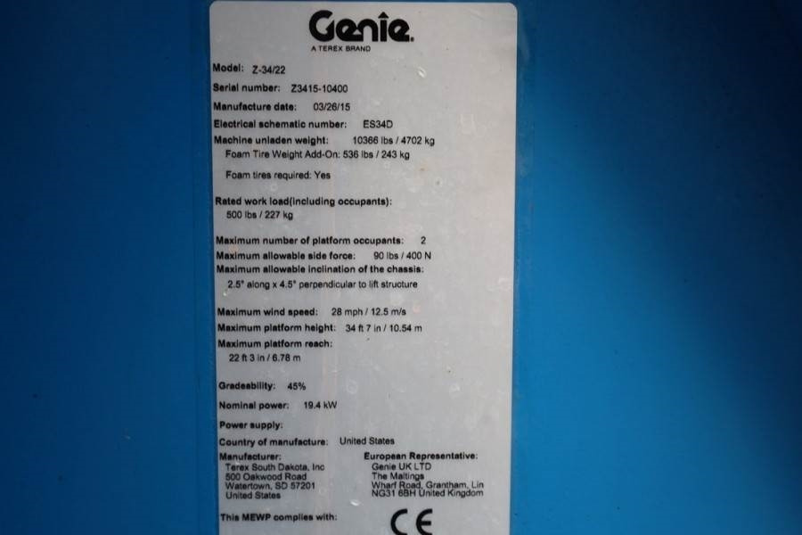 Liigendpoom Genie Z34/22 Diesel, 4x4 Drive, 12.6m Working Height, 6.: pilt 6