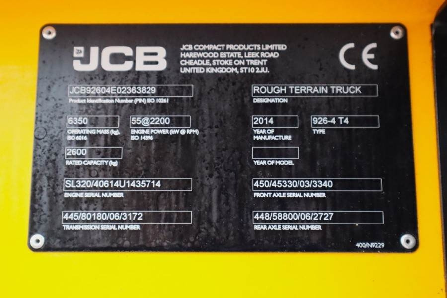 JCB 926 Diesel, 4x4 Drive, Triplex mast, 5500mm Liftin  - Ebatasasel maastikul kohanduv kahveltõstuk: pilt 5 JCB 926 Diesel, 4x4 Drive, Triplex mast, 5500mm Liftin  - Ebatasasel maastikul kohanduv kahveltõstuk: pilt 5