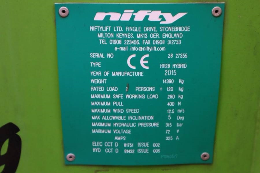 Liigendpoom Niftylift HR28 HYBRIDE Valid inspection, *Guarantee! Hybrid,: pilt 7