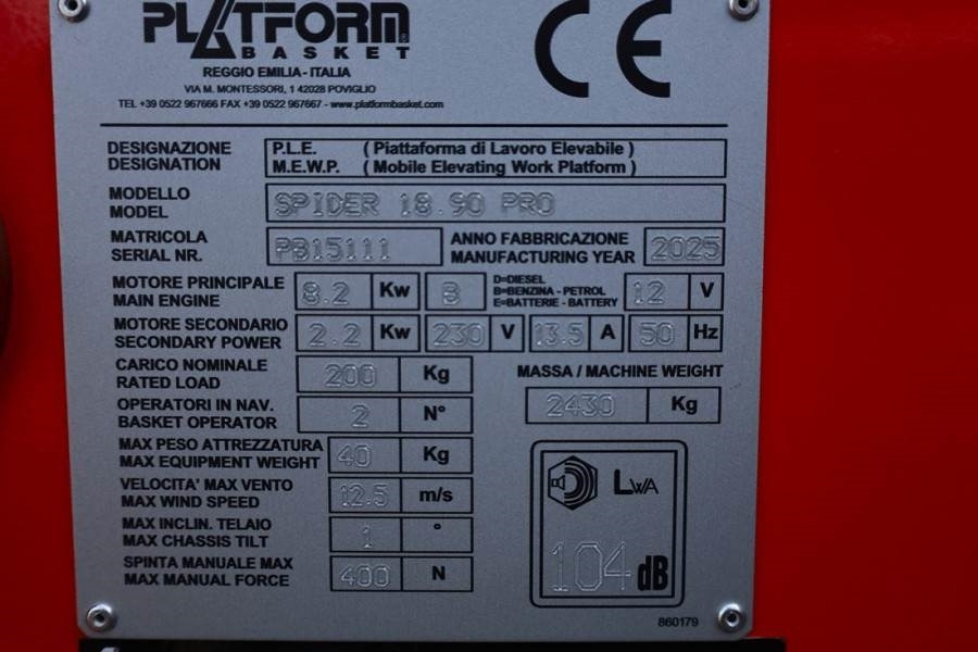 Liigendpoom PLATFORM BAS Spider 18.90 PRO CE Declaration, Vali: pilt 6