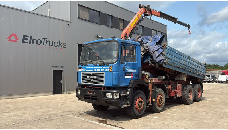 MAN 35.362 (6 CYLINDER / MANUAL PUMP / 8X4 / FALFINGER CRANE PK80 / STEEL SUSP.) - Kallurauto, Kraanaga veoauto: pilt 1 MAN 35.362 (6 CYLINDER / MANUAL PUMP / 8X4 / FALFINGER CRANE PK80 / STEEL SUSP.) - Kallurauto, Kraanaga veoauto: pilt 1