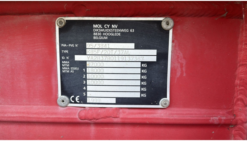 MOL KF85F/20T/37AI (BELGIAN TRAILER / DRUM BRAKES / FREINES TAMBOUR / BPW AXLES) - Kallur-poolhaagis: pilt 3 MOL KF85F/20T/37AI (BELGIAN TRAILER / DRUM BRAKES / FREINES TAMBOUR / BPW AXLES) - Kallur-poolhaagis: pilt 3