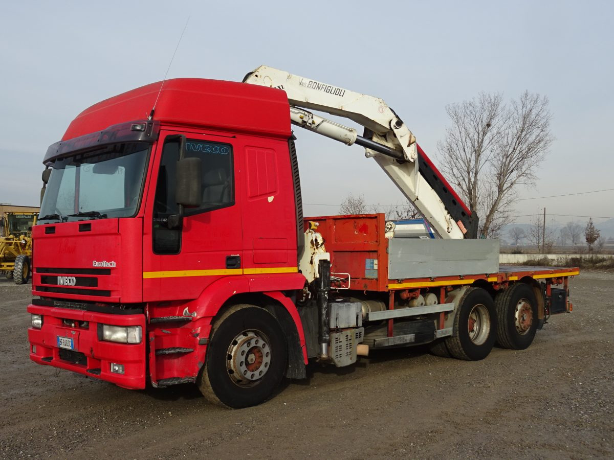 IVECO EUROSTAR 240E42 BONFIGLIOLI P30500XL - Madelveok/ Platvormveok, Kraanaga veoauto: pilt 1 IVECO EUROSTAR 240E42 BONFIGLIOLI P30500XL - Madelveok/ Platvormveok, Kraanaga veoauto: pilt 1