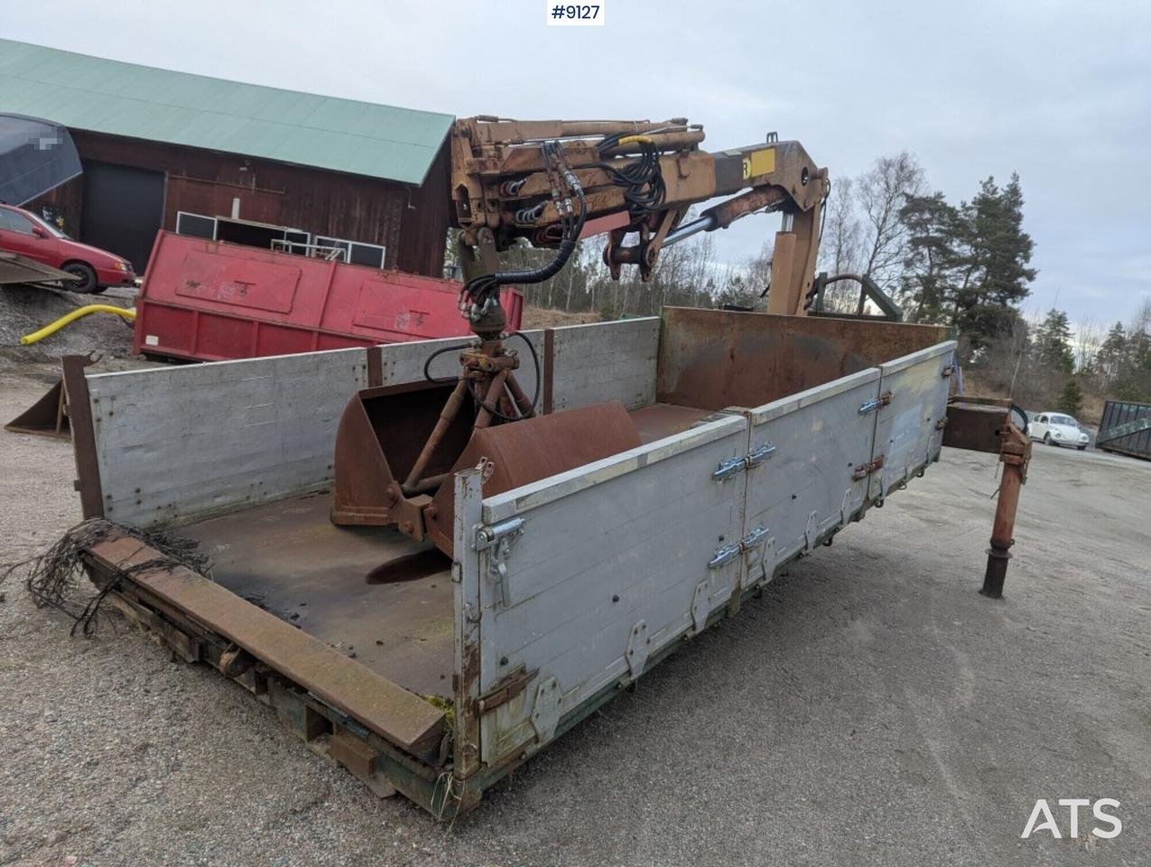 Crane flatbed Palfinger with rotator and bucket - Madelkasti, Kraanaga veoauto: pilt 3 Crane flatbed Palfinger with rotator and bucket - Madelkasti, Kraanaga veoauto: pilt 3