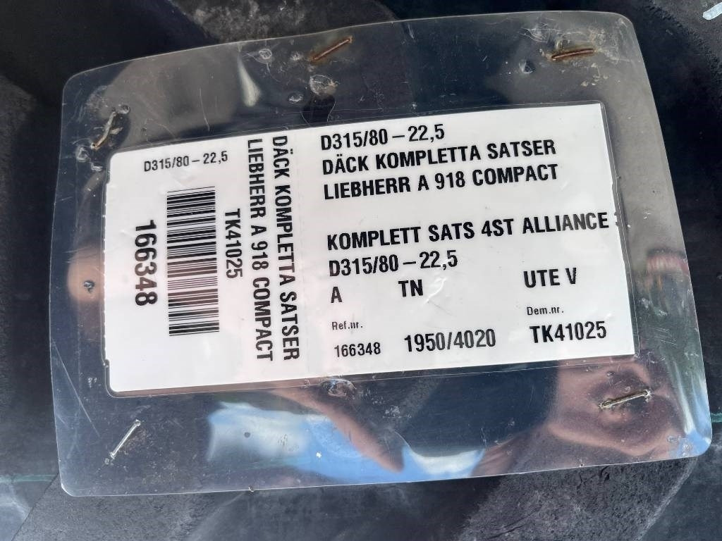 Alliance 315/80-22,5 till Liebherr A 918 - Rehv - Ehitusmasinad: pilt 2 Alliance 315/80-22,5 till Liebherr A 918 - Rehv - Ehitusmasinad: pilt 2