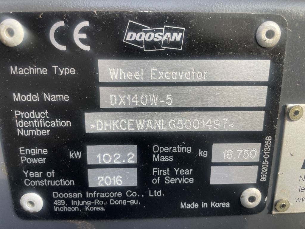 Doosan DX 140 W-5 Dismantled: only spare parts - Ratastel ekskavaator: pilt 5 Doosan DX 140 W-5 Dismantled: only spare parts - Ratastel ekskavaator: pilt 5