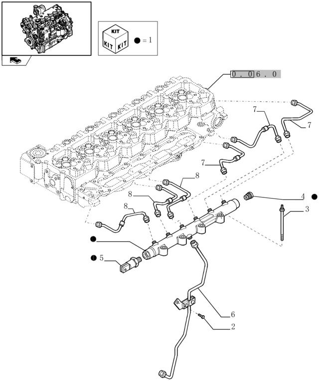 New Holland T6090 Czujnik fuel pressure to the manifold 2854542 - Sensor - Põllutööseade: pilt 1 New Holland T6090 Czujnik fuel pressure to the manifold 2854542 - Sensor - Põllutööseade: pilt 1