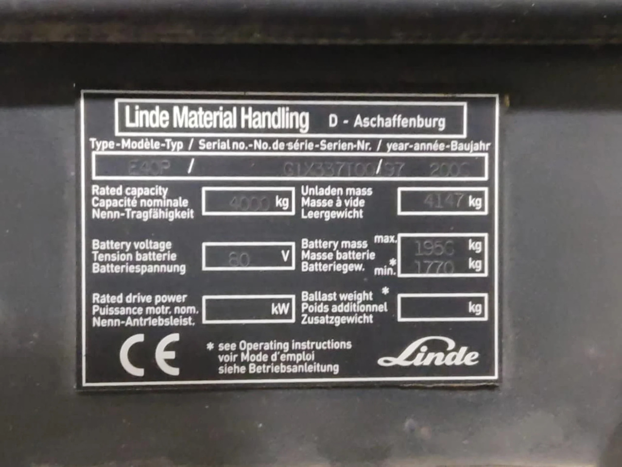 Linde E40P - Elektritõstuk: pilt 5 Linde E40P - Elektritõstuk: pilt 5