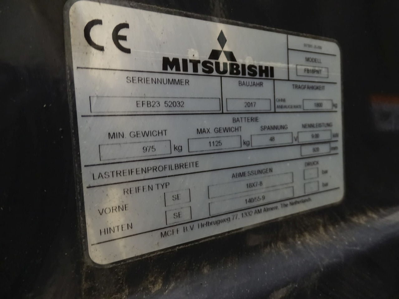 Mitsubishi FB18PNT - Elektritõstuk: pilt 2 Mitsubishi FB18PNT - Elektritõstuk: pilt 2