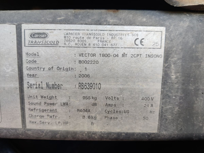 CARRIER VECTOR 1800MT REFRIGERATION UNIT / KÜLMASEADE - Külmiku vahetuskorpus: pilt 2 CARRIER VECTOR 1800MT REFRIGERATION UNIT / KÜLMASEADE - Külmiku vahetuskorpus: pilt 2