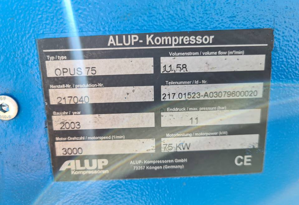 Kompresor śrubowy ALUP OPUS 75 75 kw - Õhukompressor: pilt 5 Kompresor śrubowy ALUP OPUS 75 75 kw - Õhukompressor: pilt 5