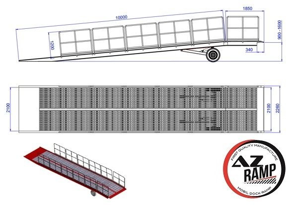 Uus Laadimisramp AZ RAMP-EASY XL-12-RL . Mobil Loading Ramp  WIDE With Level Off, 12 t Capacity: pilt 10