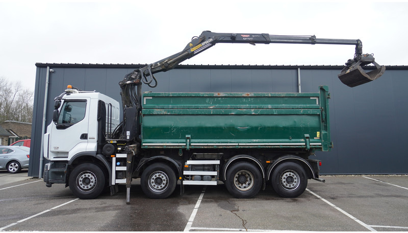 Renault PREMIUM 380 DXI 8X2/6 2 SIDE TIPPER WITH PLFINGER Q 170 Z CRANE.278.200KM - Kraanaga veoauto: pilt 1 Renault PREMIUM 380 DXI 8X2/6 2 SIDE TIPPER WITH PLFINGER Q 170 Z CRANE.278.200KM - Kraanaga veoauto: pilt 1