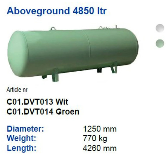 De Visser Propaan/Butaan LPG tank 4850 L (2,43 ton) Gastank, Gas, Gaz, LPG, GPL, Propane, Butane Ø 1250 including tank fittings - Kütusepaak: pilt 4 De Visser Propaan/Butaan LPG tank 4850 L (2,43 ton) Gastank, Gas, Gaz, LPG, GPL, Propane, Butane Ø 1250 including tank fittings - Kütusepaak: pilt 4