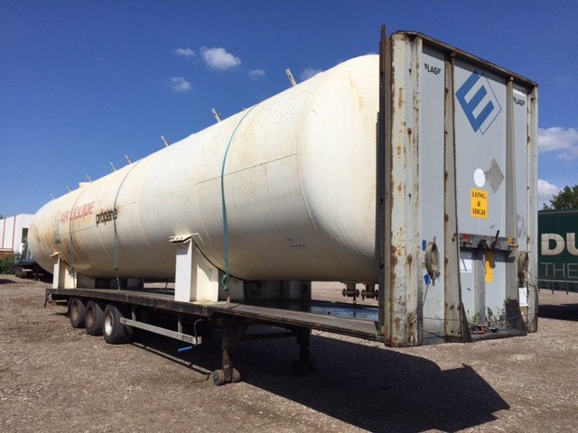 Open flatbed trailer Van Hool 3B2011 Used tank 70m3 aboveground - Gas, Gaz, LPG, GPL, Propane, Butane tank ID 1.130 - Platvorm/ Madelpoolhaagis: pilt 1 Open flatbed trailer Van Hool 3B2011 Used tank 70m3 aboveground - Gas, Gaz, LPG, GPL, Propane, Butane tank ID 1.130 - Platvorm/ Madelpoolhaagis: pilt 1