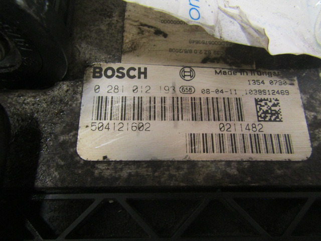 IVECO DAILY 3.0 (FICE 3481C) ECU KIT COMPLETE P/NO BOSCH 0281020193 - Mootori juhtimisseade - Veoauto: pilt 2 IVECO DAILY 3.0 (FICE 3481C) ECU KIT COMPLETE P/NO BOSCH 0281020193 - Mootori juhtimisseade - Veoauto: pilt 2