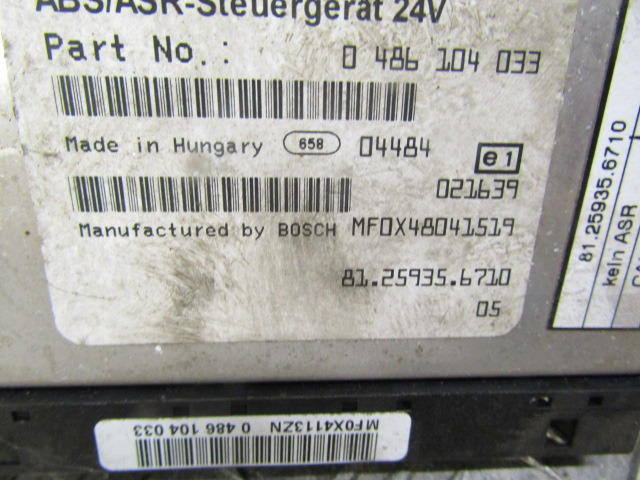 MAN LE 2000 SERIES ABS ECU P/NO 81.25935.6710 - Mootori juhtimisseade - Veoauto: pilt 2 MAN LE 2000 SERIES ABS ECU P/NO 81.25935.6710 - Mootori juhtimisseade - Veoauto: pilt 2