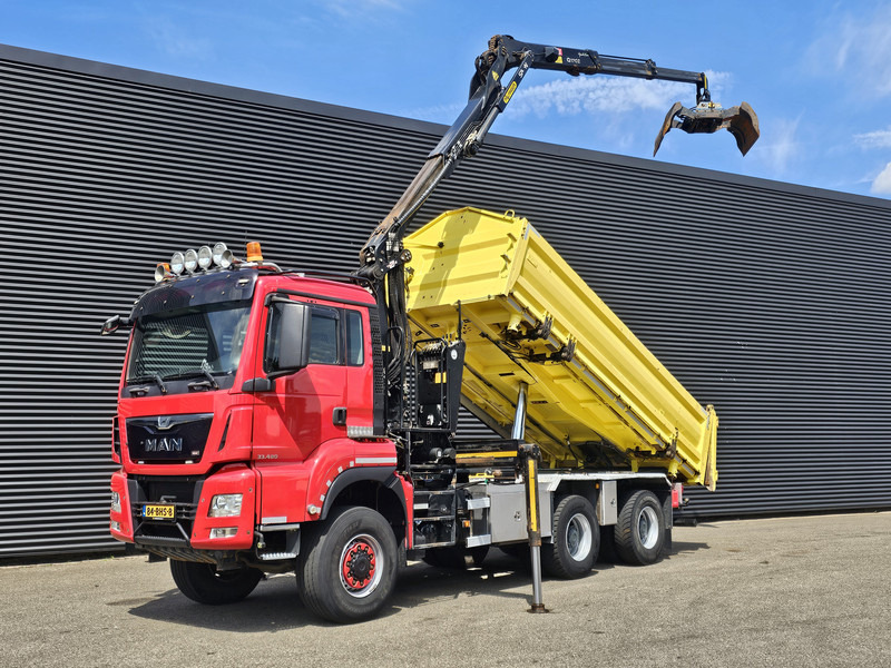 MAN TGS 33.480 6x6 / PALFINGER Z CRANE / 2 SIDE TIPPER - Kallurauto, Kraanaga veoauto: pilt 1 MAN TGS 33.480 6x6 / PALFINGER Z CRANE / 2 SIDE TIPPER - Kallurauto, Kraanaga veoauto: pilt 1