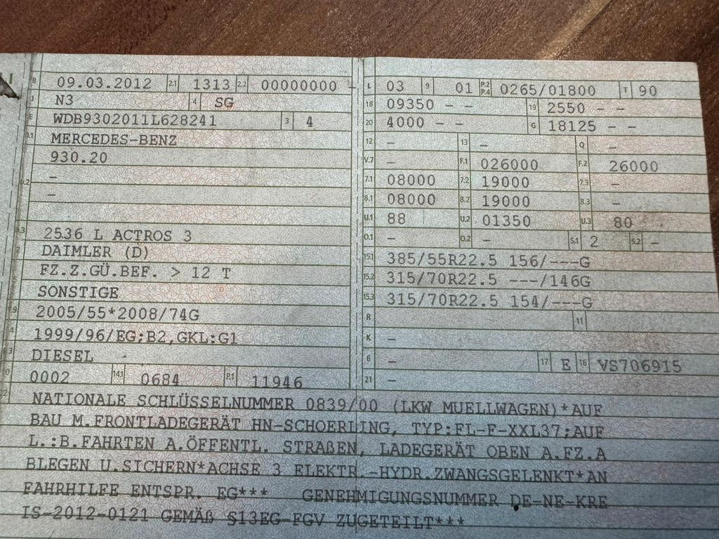 Mercedes-Benz 2536 6x2 Überkopflader - Prügiauto: pilt 2 Mercedes-Benz 2536 6x2 Überkopflader - Prügiauto: pilt 2